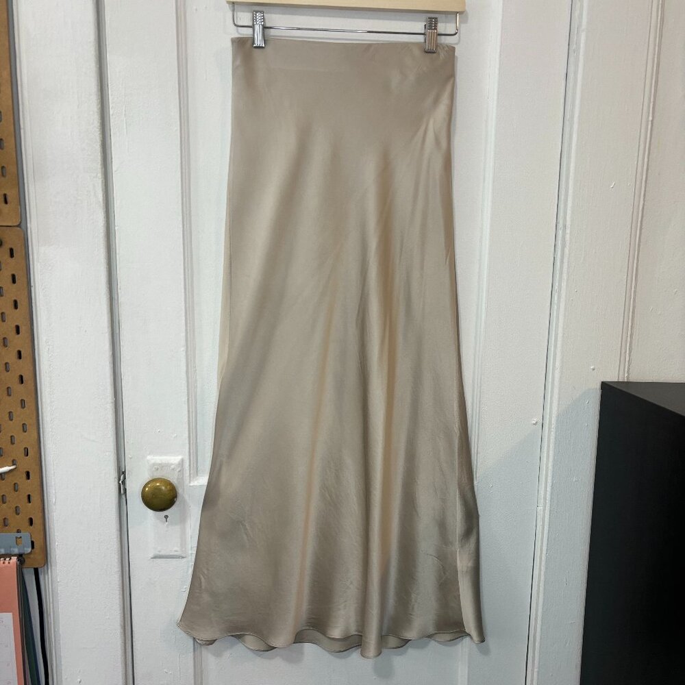 QUINCE Women's Champagne (Beige) Color 100% Silk Midi/Maxi Skirt, Size Small